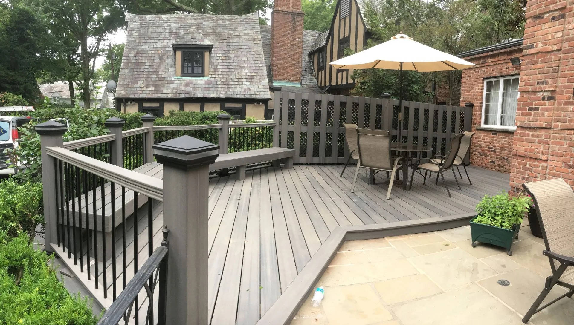 Composite Deck with Custom Railings in Glen Rock, NJ by Modern Heritage Remodelers