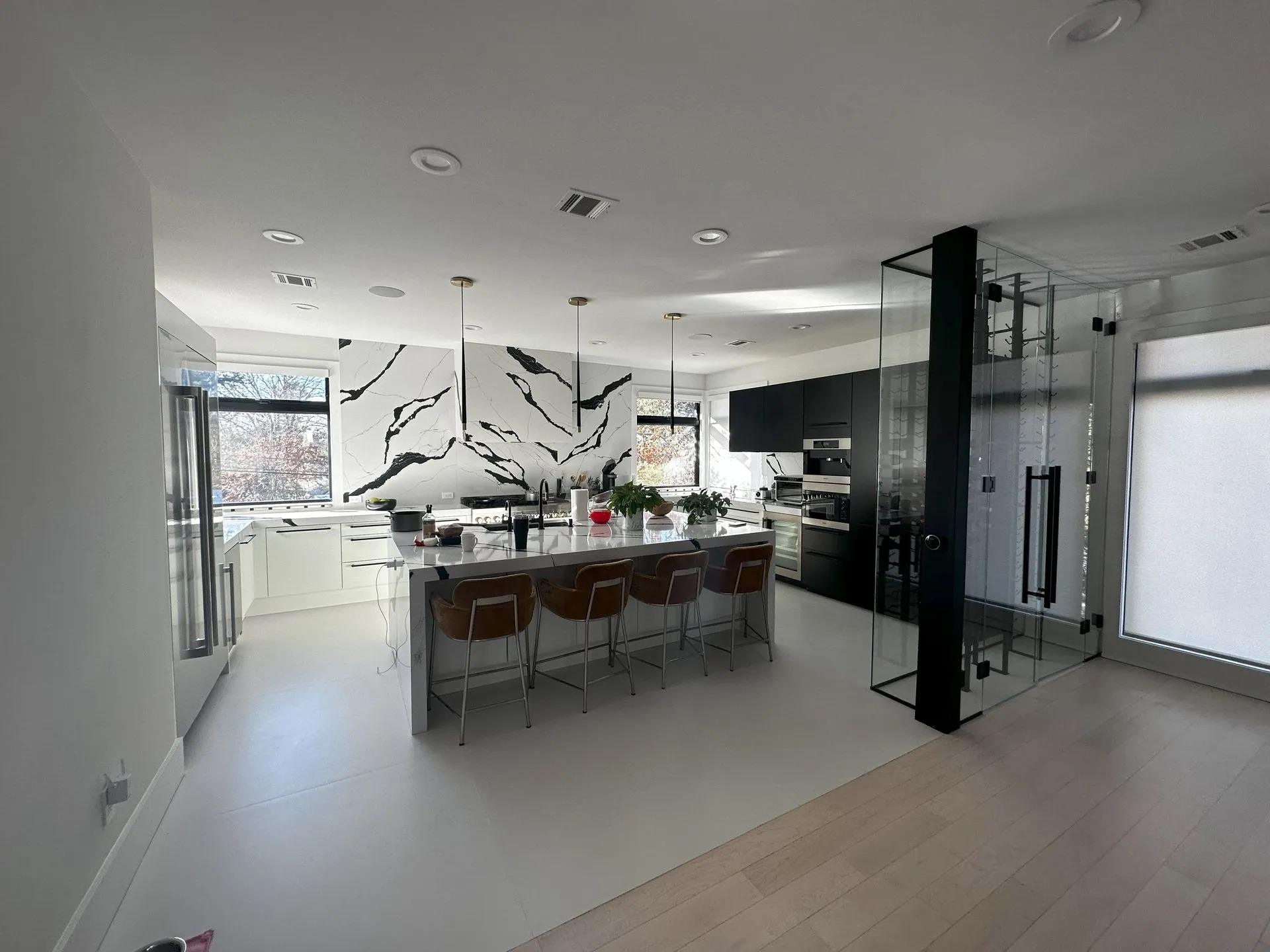 Designer Kitchen with Wine Room in Englewood Cliffs, NJ by Modern Heritage Remodelers